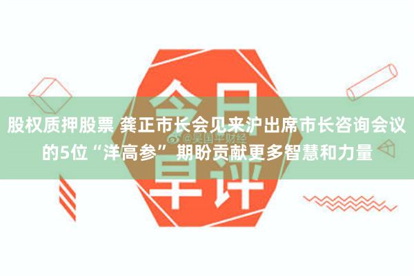 股权质押股票 龚正市长会见来沪出席市长咨询会议的5位“洋高参” 期盼贡献更多智慧和力量