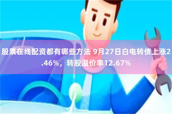 股票在线配资都有哪些方法 9月27日白电转债上涨2.46%，转股溢价率12.67%